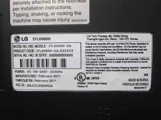 LCD TV/MONITOR - FCC ID BEJ37LD660HUA - LG Electronics USA, Inc. (1)