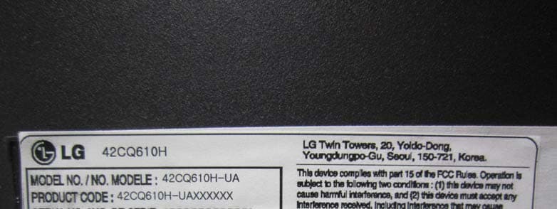 LCD TV monitor - FCC ID BEJ42CQ610HUA - LG Electronics USA, Inc. (1)