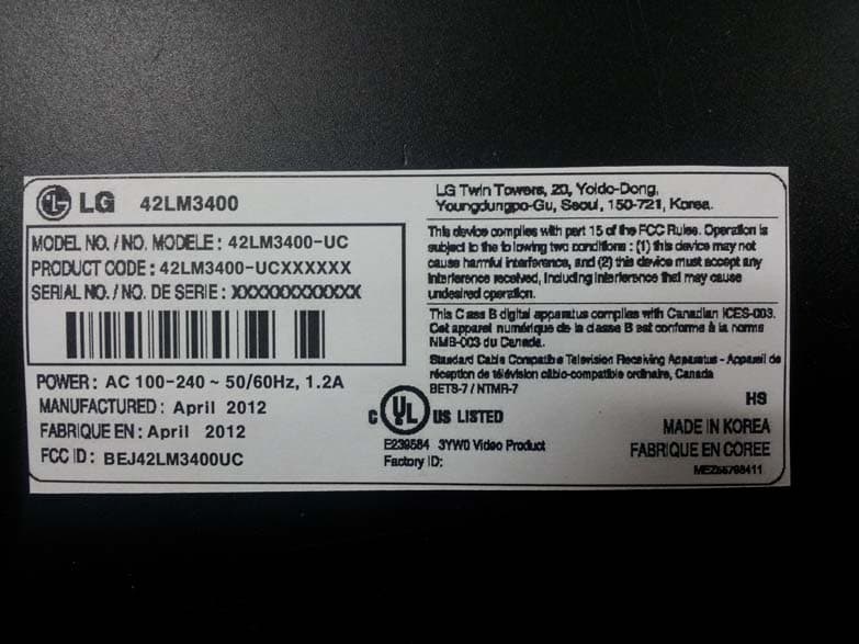 LED LCD TV monitor - FCC ID BEJ42LM3400UC - LG Electronics USA, Inc. (1)