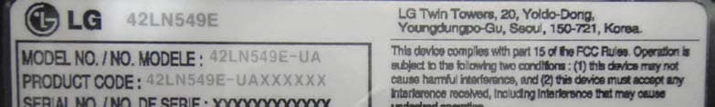 LED TV MONITOR - FCC ID BEJ42LN549EUA - LG Electronics USA, Inc.