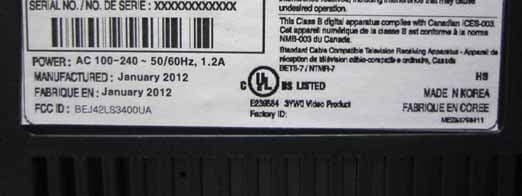 LCD TV Monitor - FCC ID BEJ42LS3400UA - LG Electronics USA, Inc. (1)
