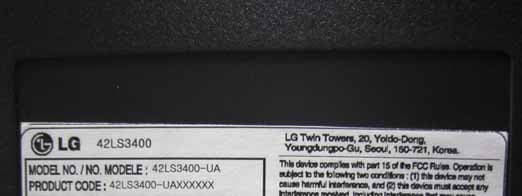 LCD TV Monitor - FCC ID BEJ42LS3400UA - LG Electronics USA, Inc. (2)