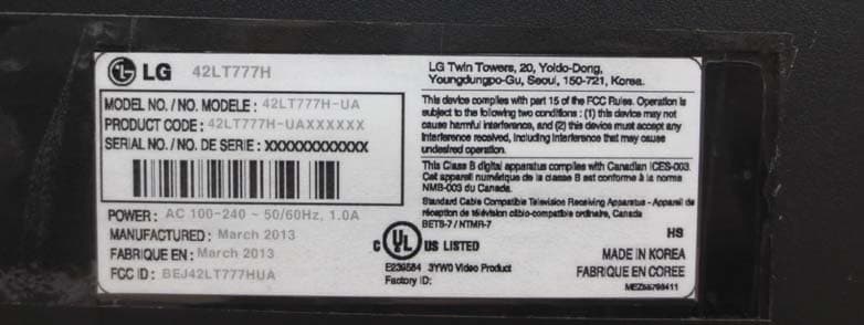LED TV MONITOR - FCC ID BEJ42LT777HUA - LG Electronics USA, Inc.