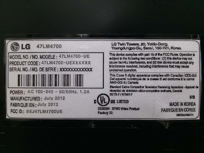 LED LCD TV monitor - FCC ID BEJ47LM4700UE - LG Electronics USA, Inc. (2)