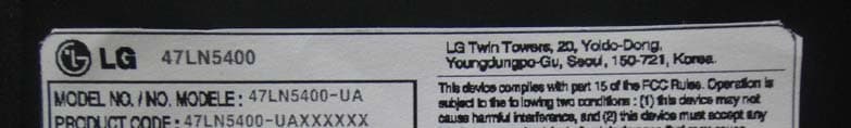 LED TV MONITOR - FCC ID BEJ47LN5400UA - LG Electronics USA, Inc. (2)