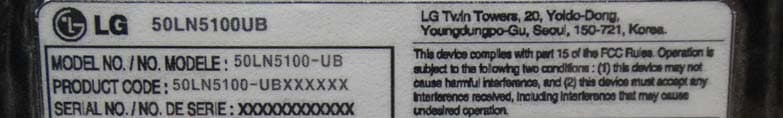 LED TV MONITOR - FCC ID BEJ50LN5100UB - LG Electronics USA, Inc.