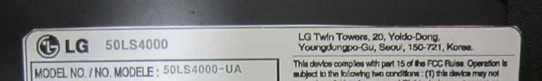 LED LCD TV Monitor - FCC ID BEJ50LS4000UA - LG Electronics USA, Inc. (4)