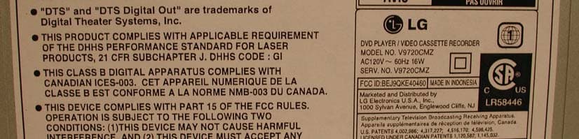 DVD Player & VCR - FCC ID BEJ9QKE40460 - LG Electronics USA, Inc.