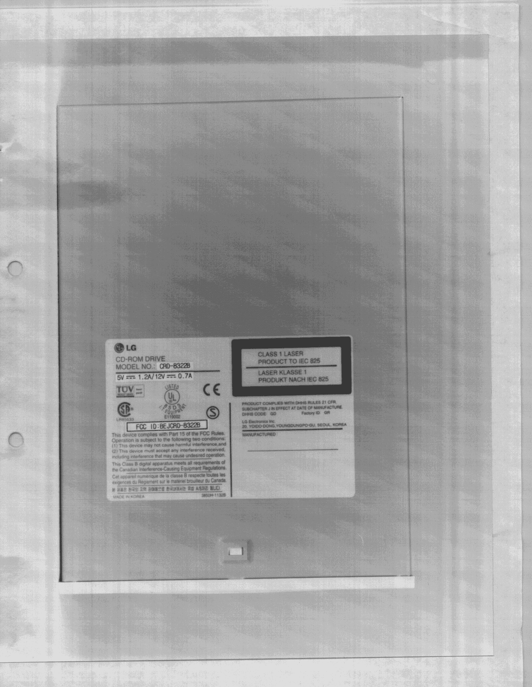 JBP - Part 15 Class B Computing Device Peripheral - FCC ID BEJCRD-8322B - LG Electronics USA, Inc. (1)