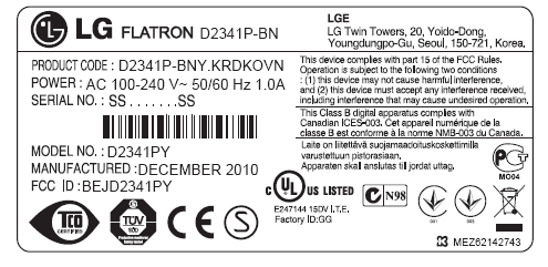 Part15 Subpart B-LCD Monitor - FCC ID BEJD2341PY - LG Electronics USA, Inc.