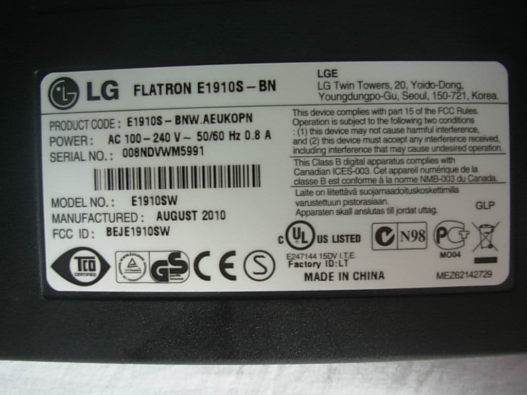 LCD Monitor - FCC ID BEJE1910SW - LG Electronics USA, Inc. (1)