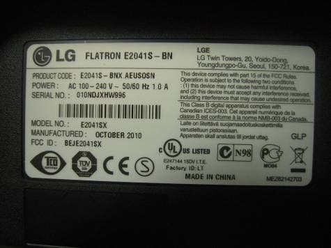 LCD Monitor - FCC ID BEJE2041SX - LG Electronics USA, Inc. (1)