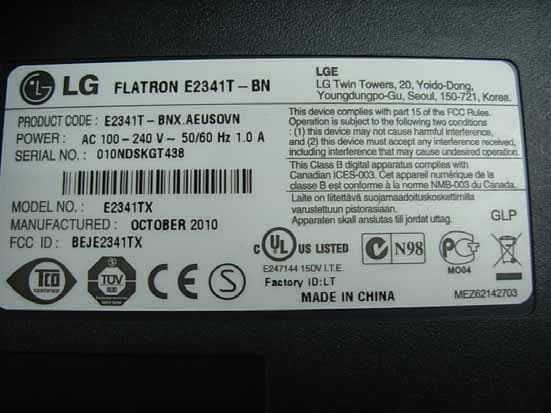 Part15 Subpart B-LCD Monitor - FCC ID BEJE2341TX - LG Electronics USA, Inc.