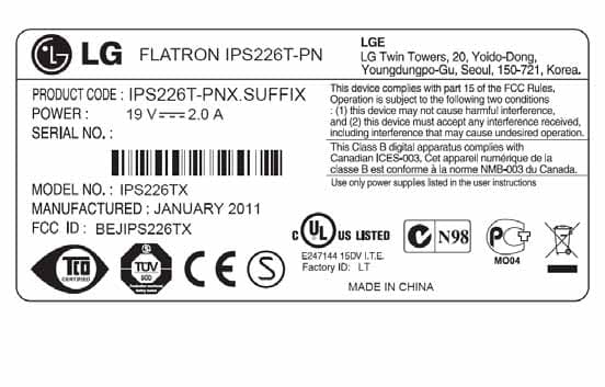Part15 Subpart B-LCD Monitor - FCC ID BEJIPS226TX - LG Electronics USA, Inc. (1)