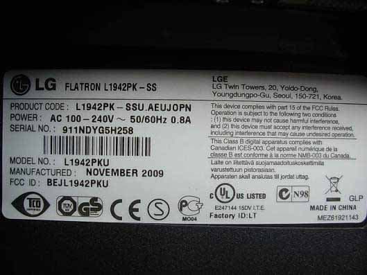 LCD MONITOR. - FCC ID BEJL1942PKU - LG Electronics USA, Inc. (2)