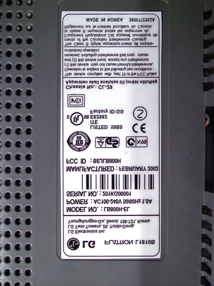 18-inch LCD Monitor - FCC ID BEJLB800H - LG Electronics USA, Inc.