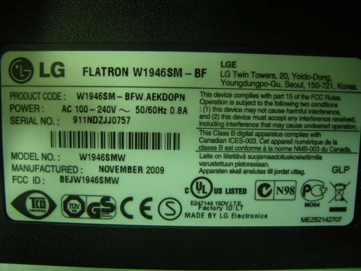 LCD Monitor - FCC ID BEJW1946SMW - LG Electronics USA, Inc. (2)