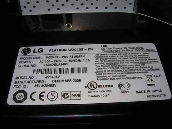LCD MONITOR - FCC ID BEJW2040SV - LG Electronics USA, Inc.