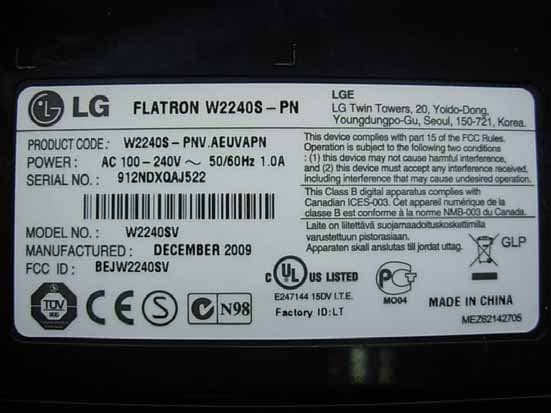 LCD MONITOR - FCC ID BEJW2240SV - LG Electronics USA, Inc. (1)