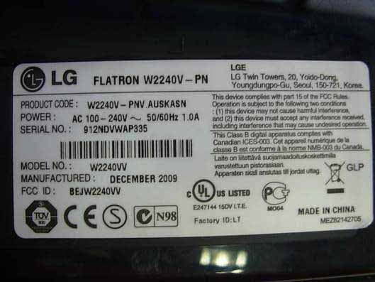 LCD MONITOR - FCC ID BEJW2240VV - LG Electronics USA, Inc. (1)