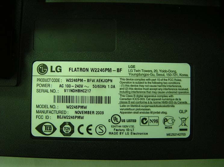 LCD Monitor - FCC ID BEJW2246PMW - LG Electronics USA, Inc. (1)