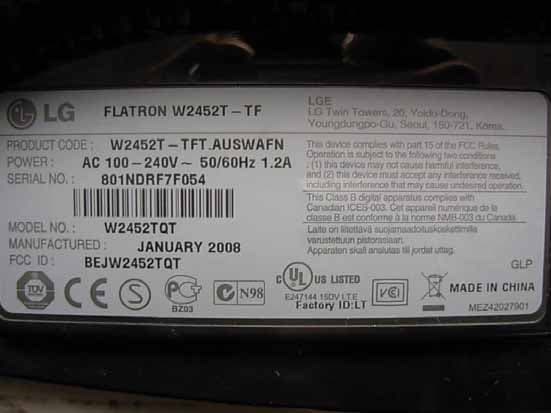 LCD MONITOR - FCC ID BEJW2452TQT - LG Electronics USA, Inc. (3)