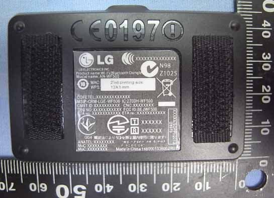 Wi-Fi/Bluetooth Dongle - FCC ID BEJWF500 - LG Electronics USA, Inc. (1)