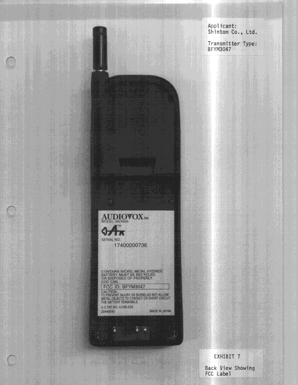 TNB - Licensed Non-Broadcast Station Transmitter - FCC ID BFYM3047 - Shintom Co Ltd