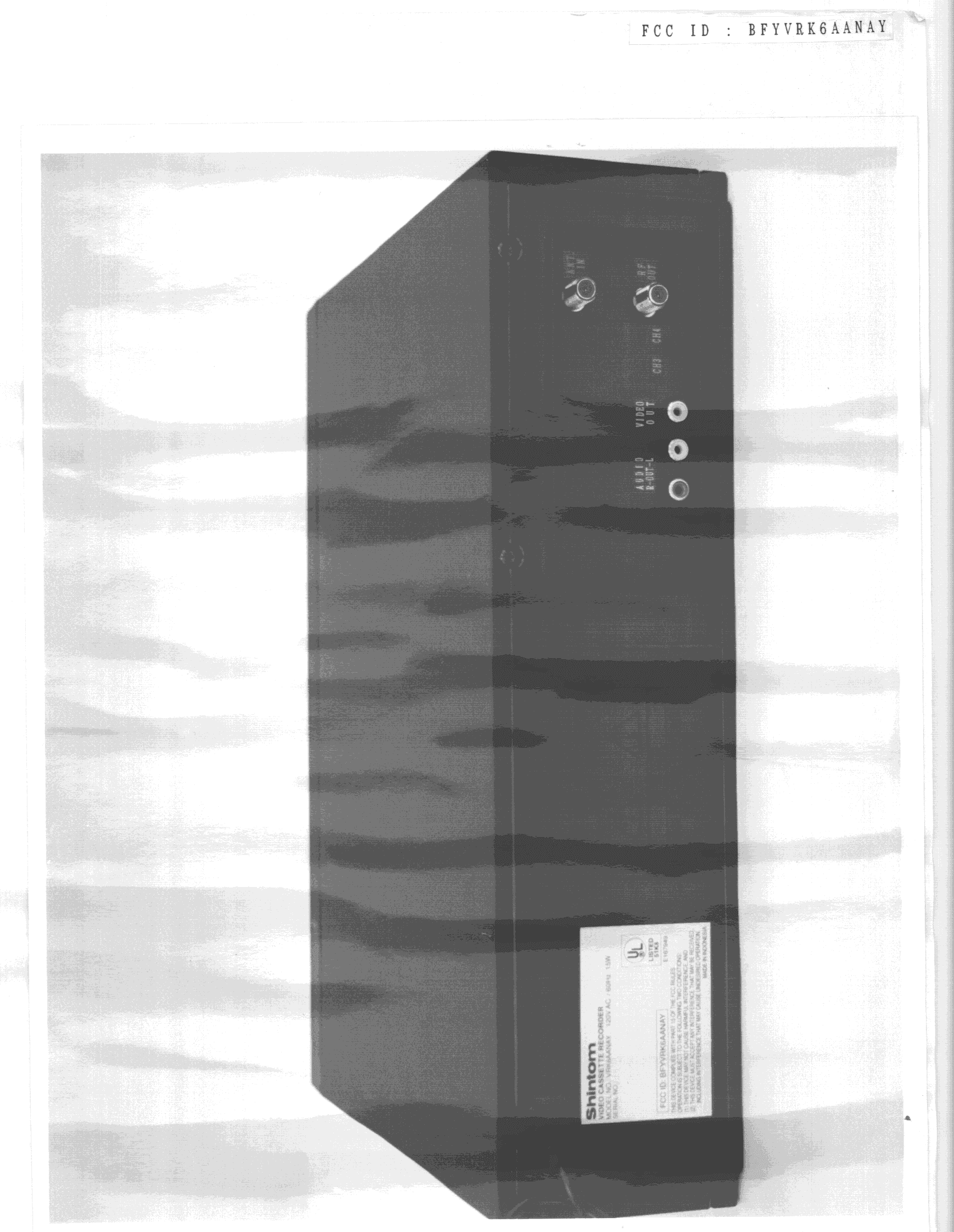 Video Cassette Recorder - FCC ID BFYVRK6AANAY - Shintom Co Ltd (2)