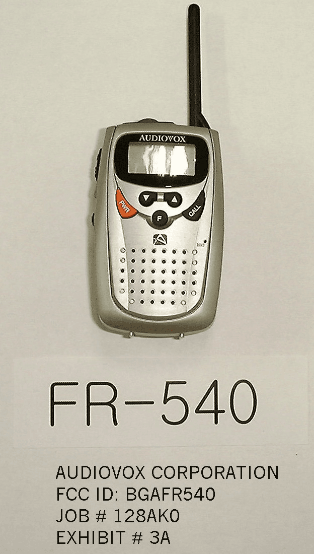 Family Radio Transceiver - FCC ID BGAFR540 - Audiovox Corporation