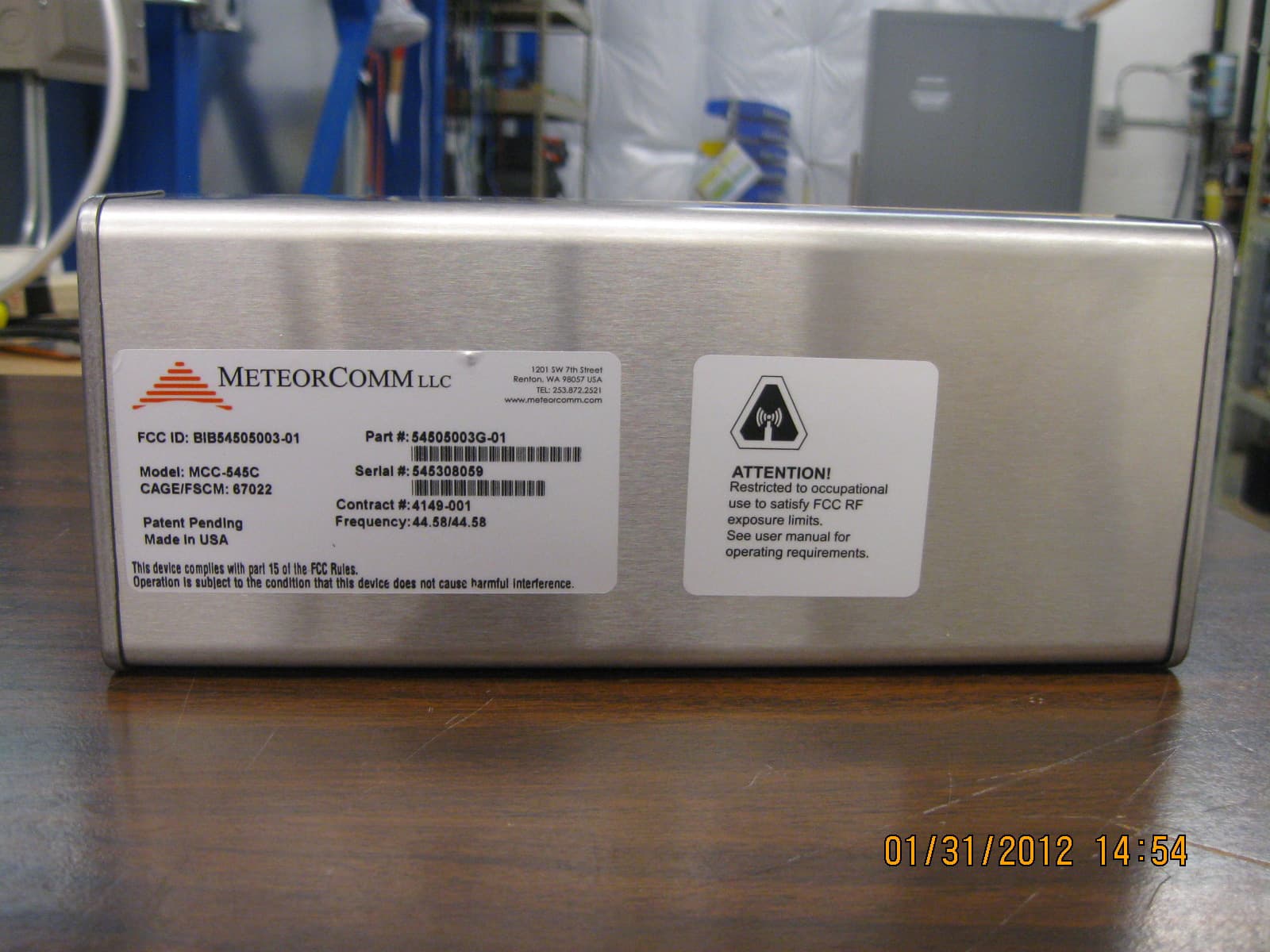 Packet Data Radio Transceiver - Fixed or Mobile - FCC ID BIB54505003-01 - Meteorcomm LLC (3)