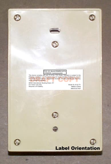 Remote Wireless Switch Transmitter - FCC ID BJ4-61RWRC33TX - HeathCo LLC