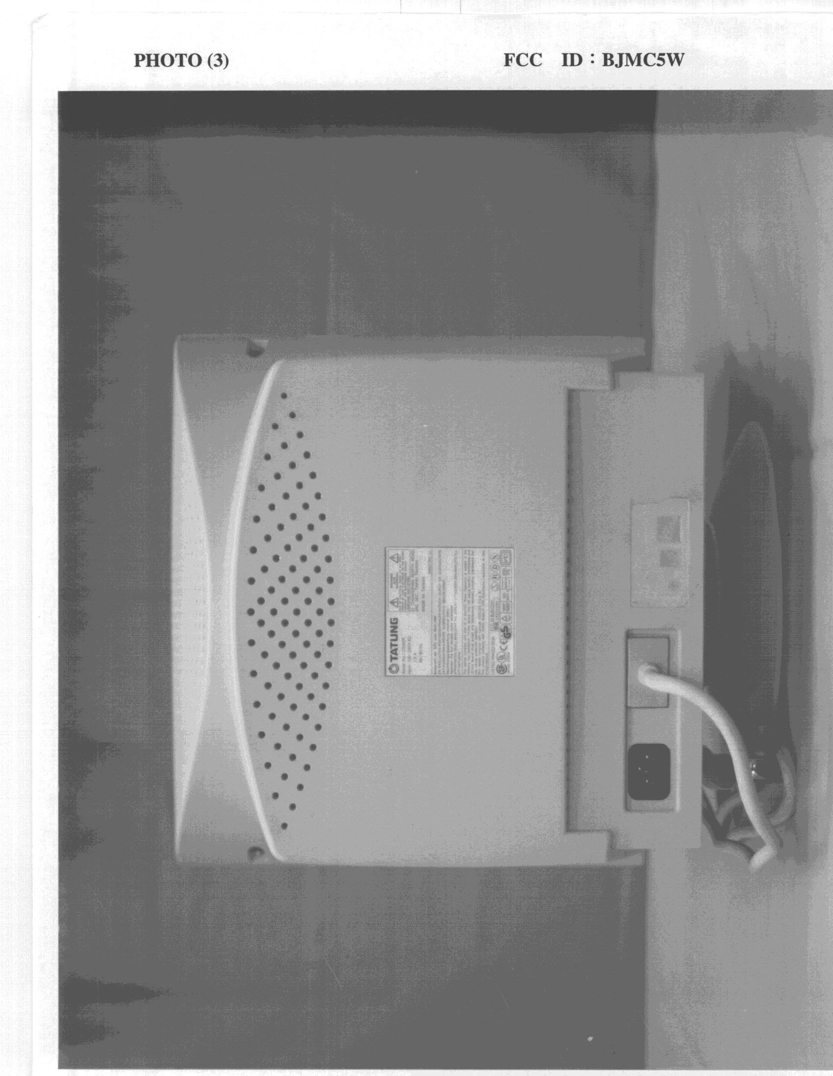 Color Monitor  Model: C5W - FCC ID BJMC5W - Tatung Company (1)