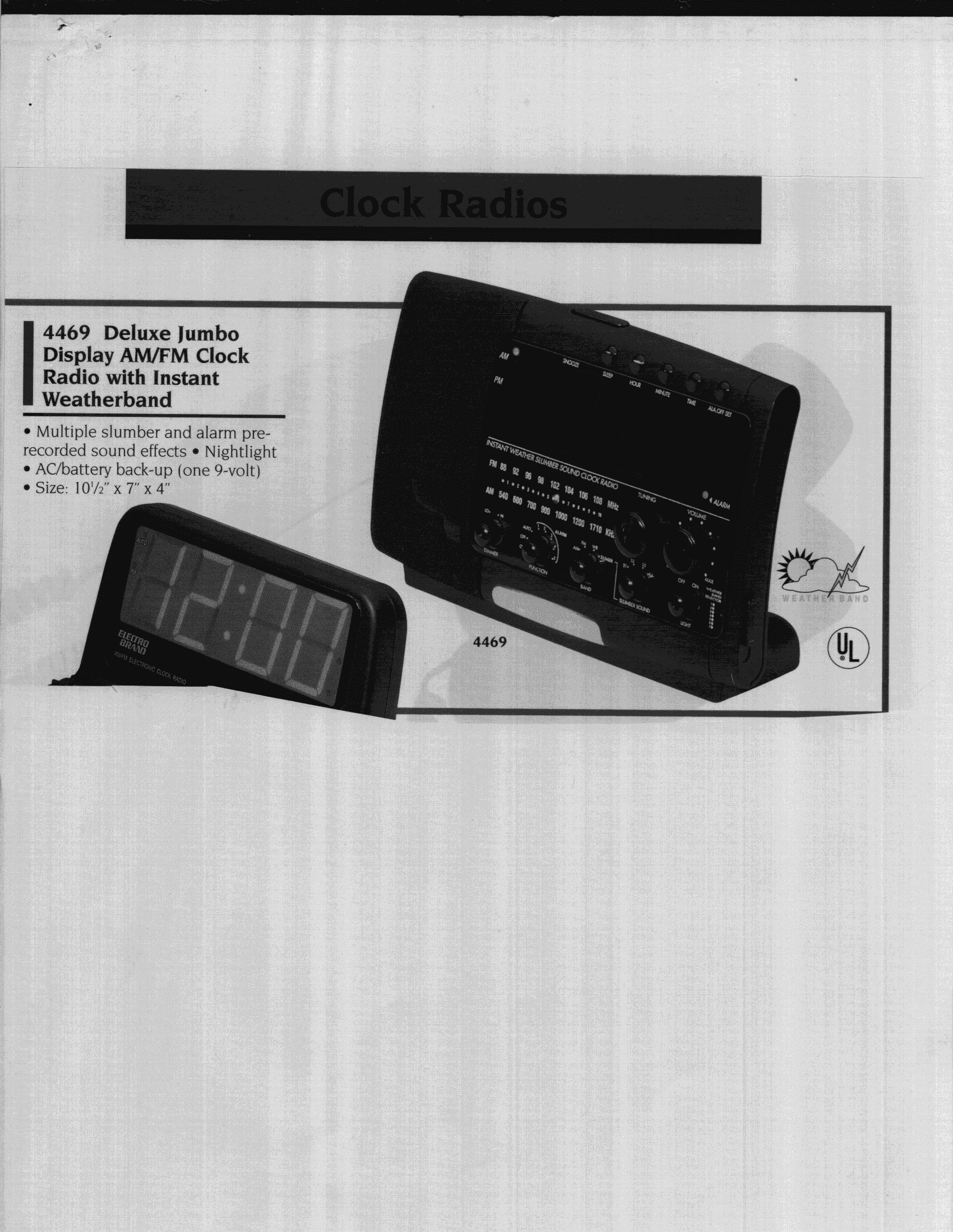 AM/FM/Weather Band Receiver - FCC ID BLS4469069801 - Electro Brand Inc