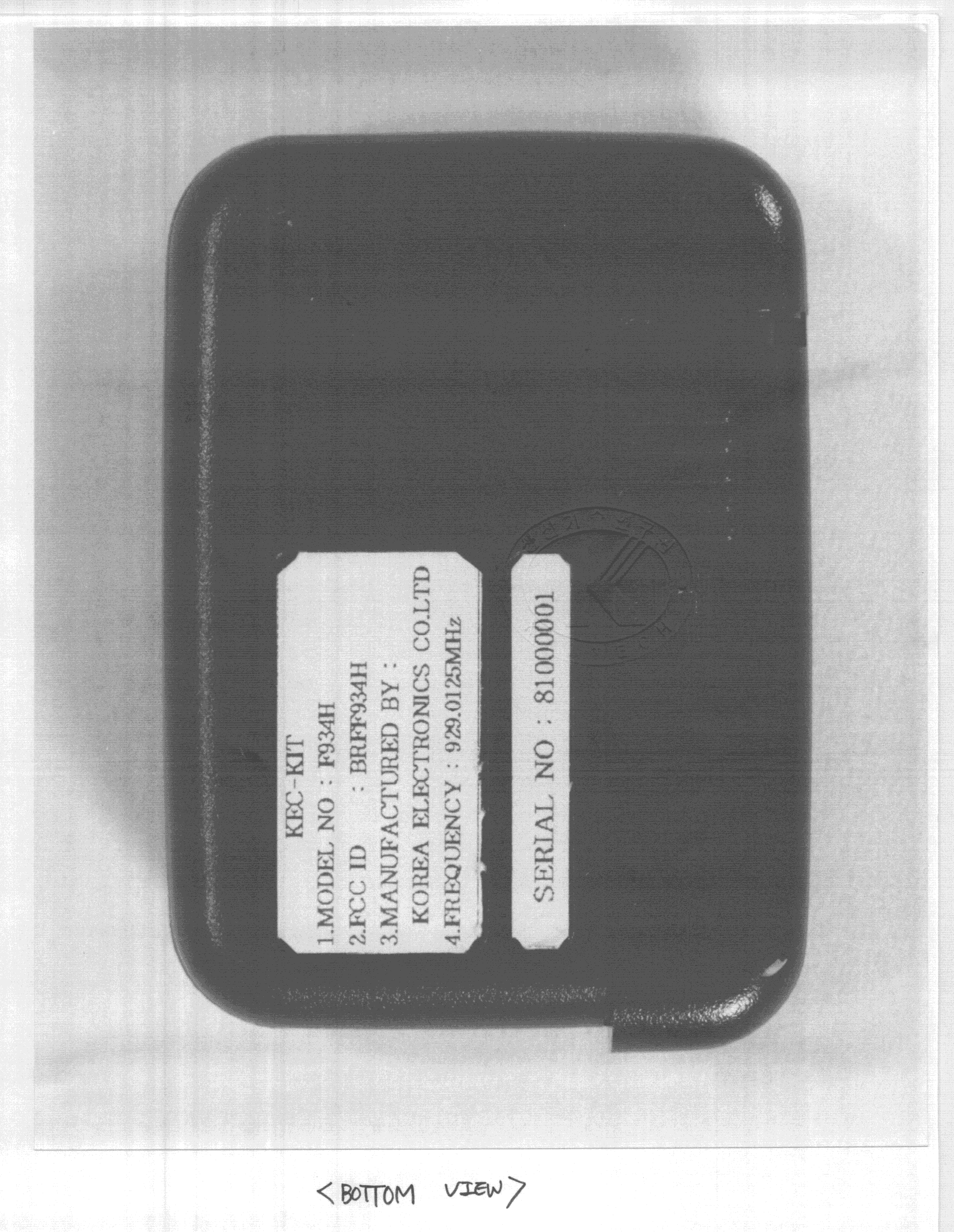 Paging Receiver - FCC ID BRFF934H - KTV Global Corporation