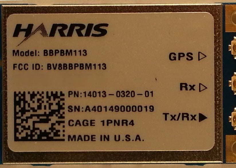 Wireless Licensed Module - FCC ID BV8BBPBM113 - Harris Corporation