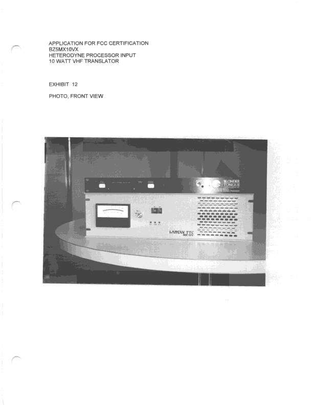 Translator - FCC ID BZ5MX10VX - Larcan Inc