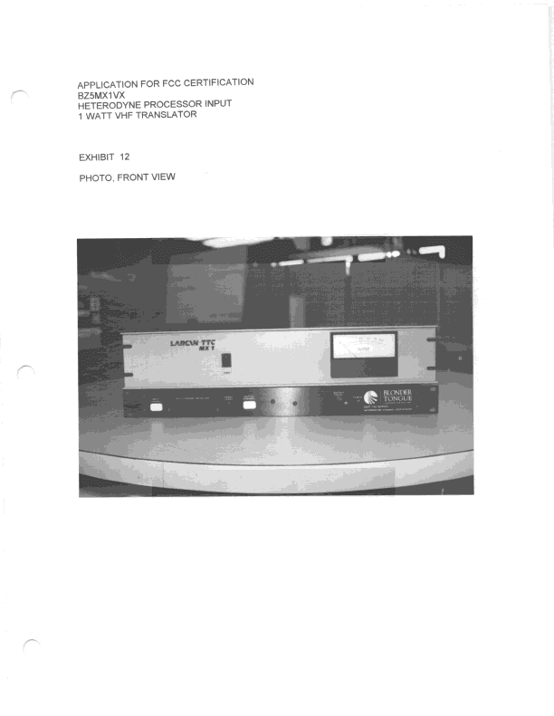 Translator - FCC ID BZ5MX1VX - Larcan Inc