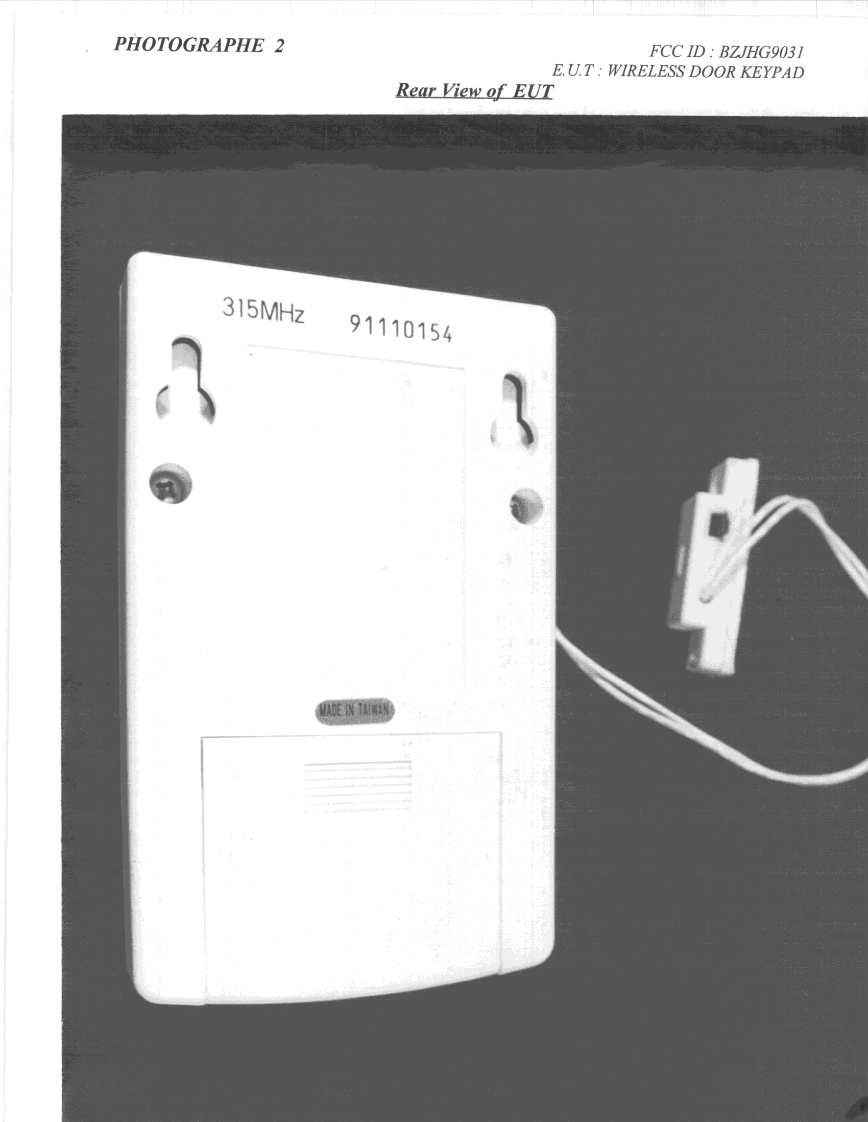 DSC - Part 15 Security/Remote Control Transmitter - FCC ID BZJHG9031 - Zonas Technology Inc. (2)