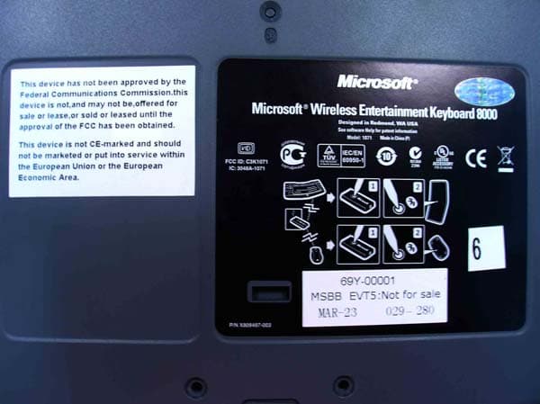 Microsoft Wireless Entertainment Keyboard 8000 - FCC ID C3K1071 - Microsoft Corporation (2)