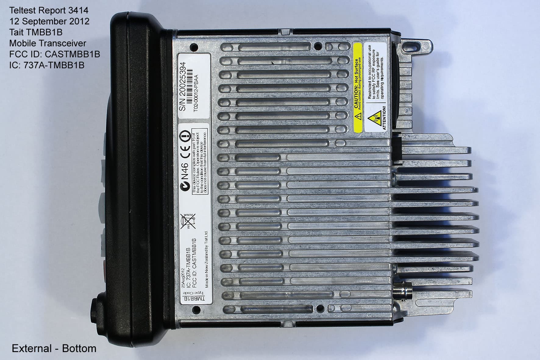 Mobile Transceiver - FCC ID CASTMBB1B - Tait International Limited