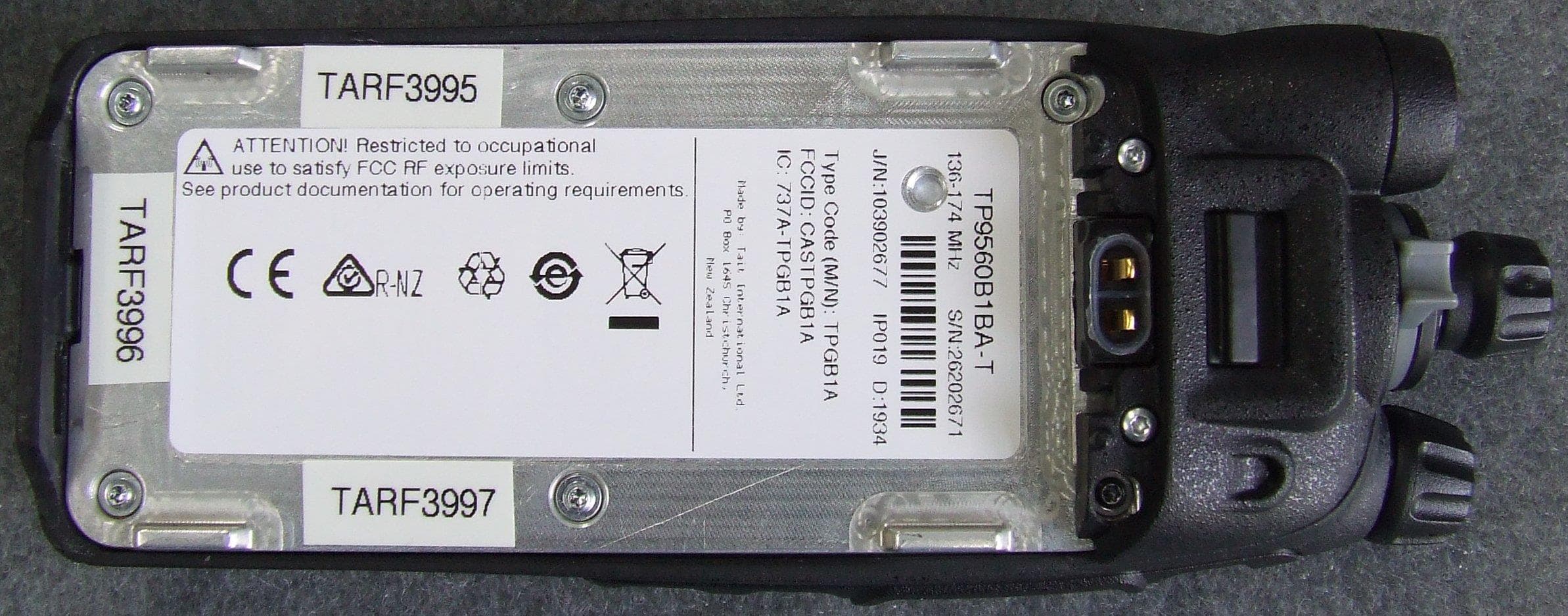 Portable Transceiver - FCC ID CASTPGB1A - Tait International Limited