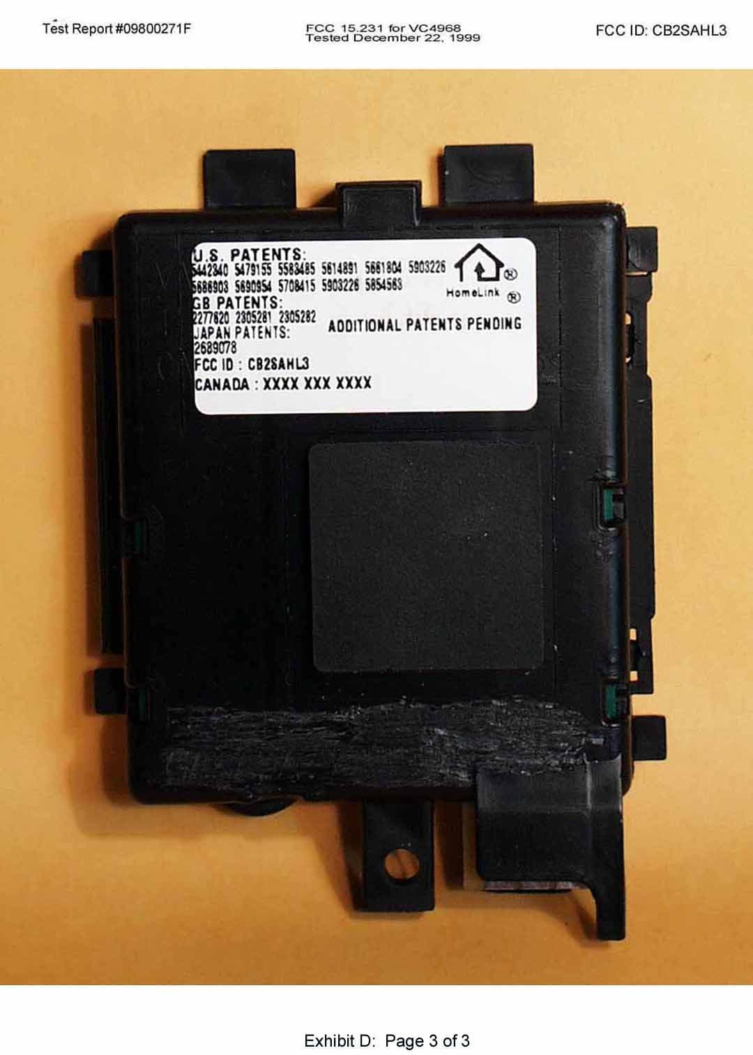 Universal Garage Door Opener - FCC ID CB2SAHL3 - Johnson Controls Interiors L.L.C.