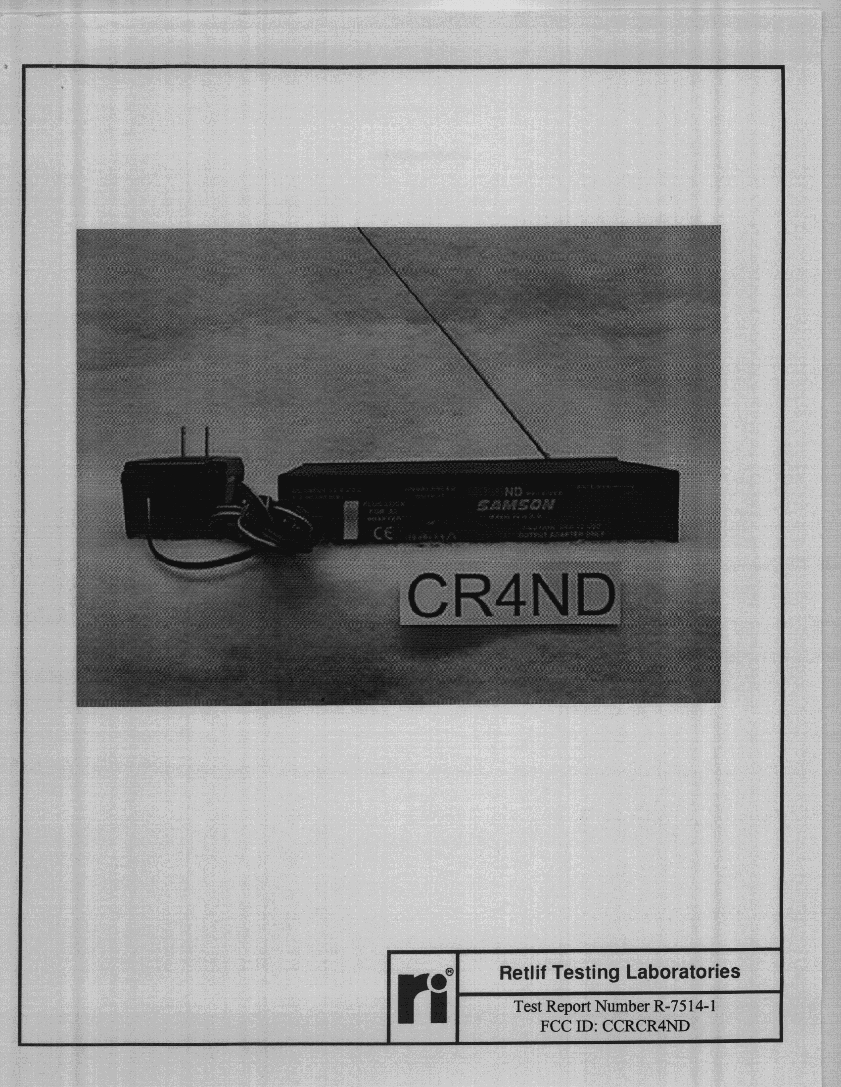 Wireless Mic Receiver - FCC ID CCRCR4ND - Sam Ash Music Corporation (4)