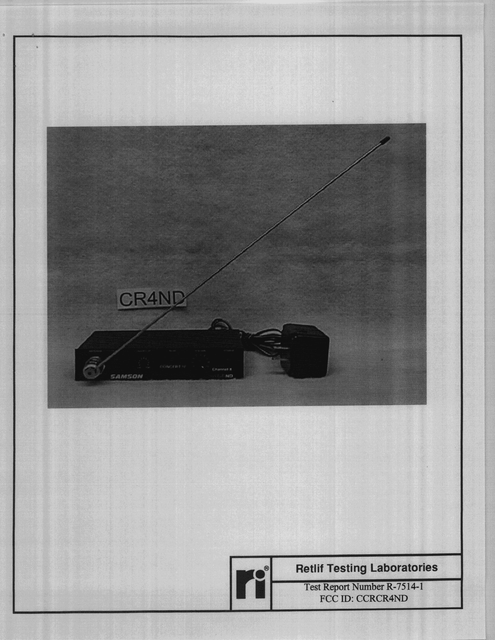 Wireless Mic Receiver - FCC ID CCRCR4ND - Sam Ash Music Corporation (1)