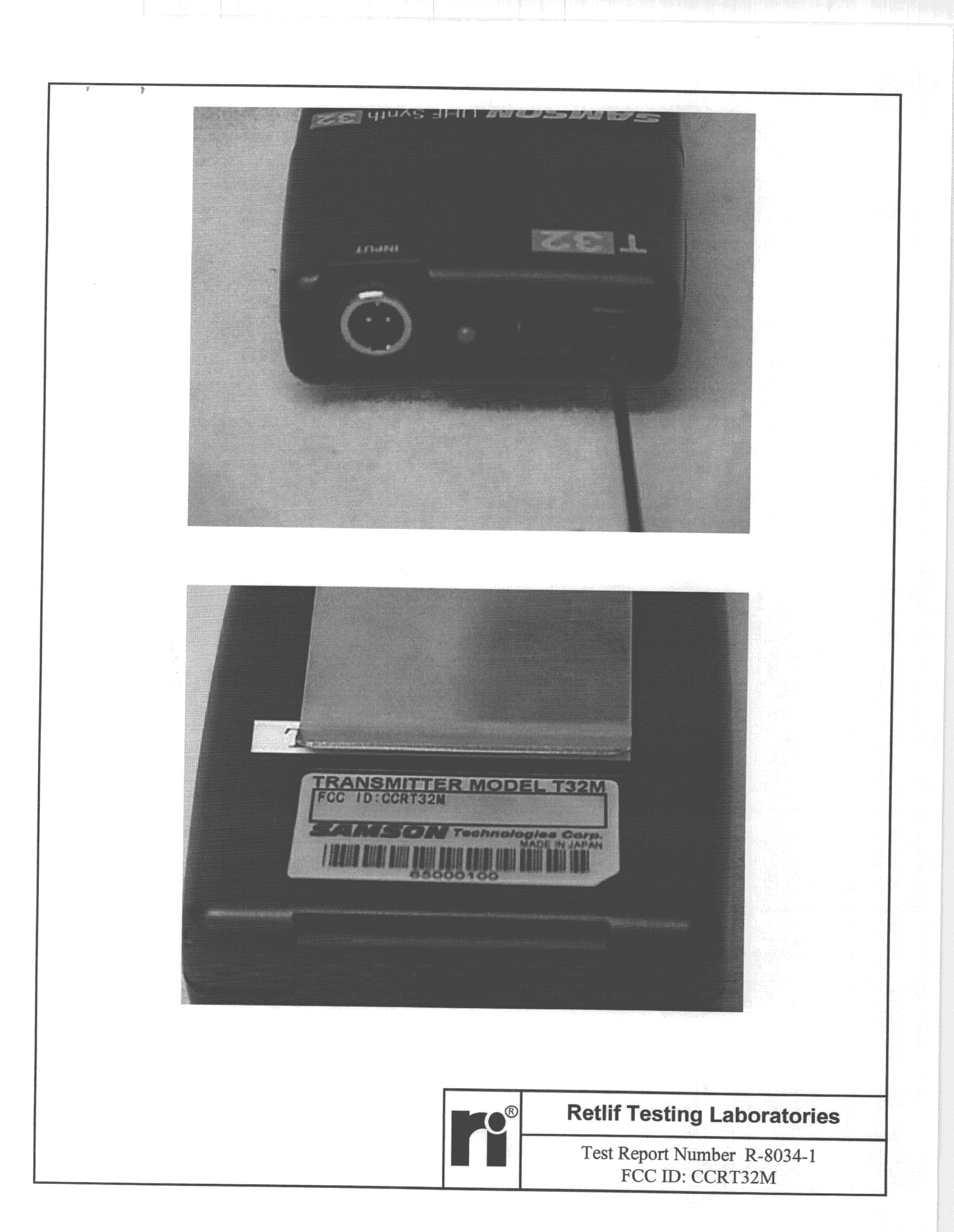TBT - Licensed Broadcast Transmitter Worn on Body - FCC ID CCRT32M - Sam Ash Music Corporation (3)