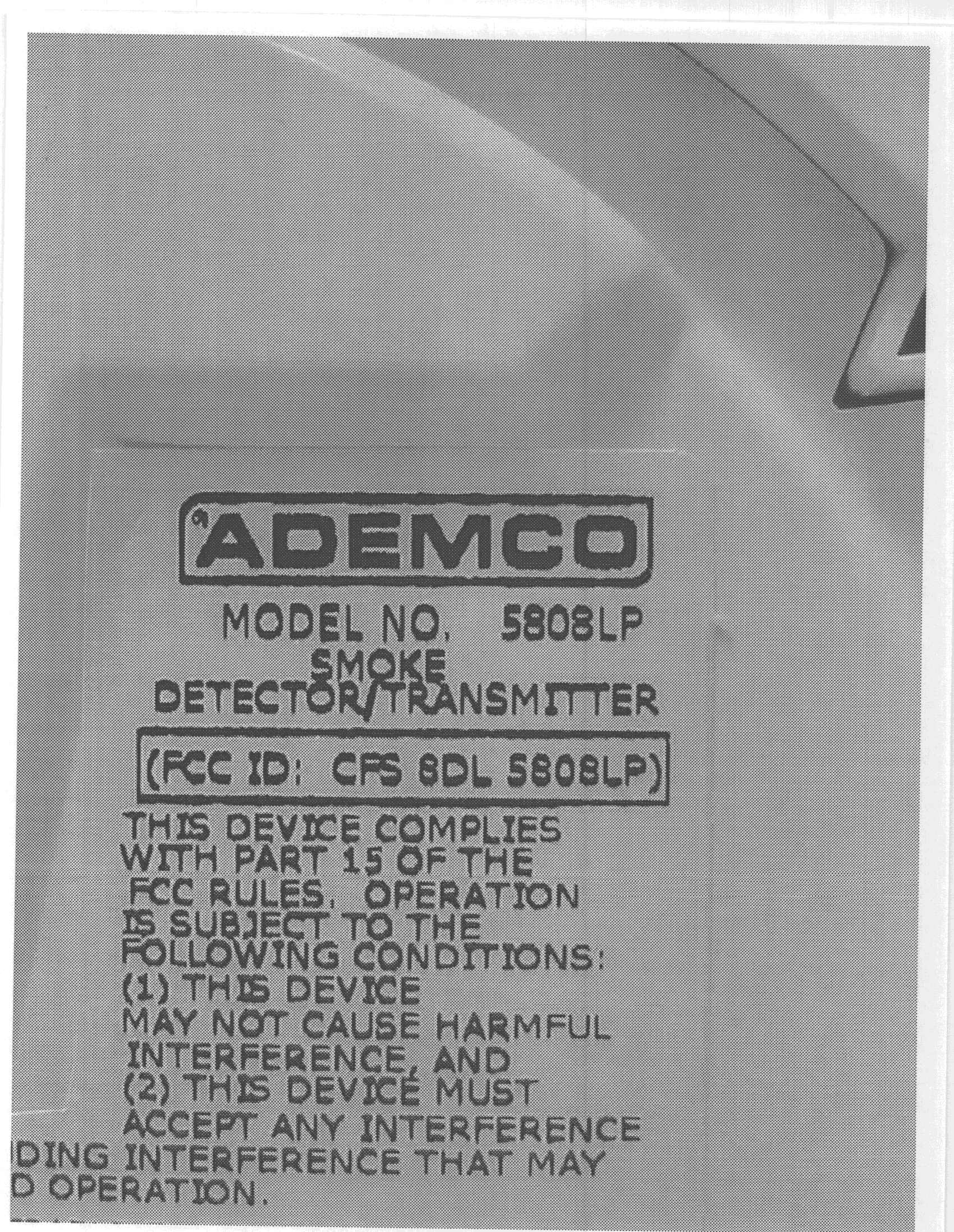 DSC - Part 15 Security/Remote Control Transmitter - FCC ID CFS8DL5808LP - Ademco Inc. (2)