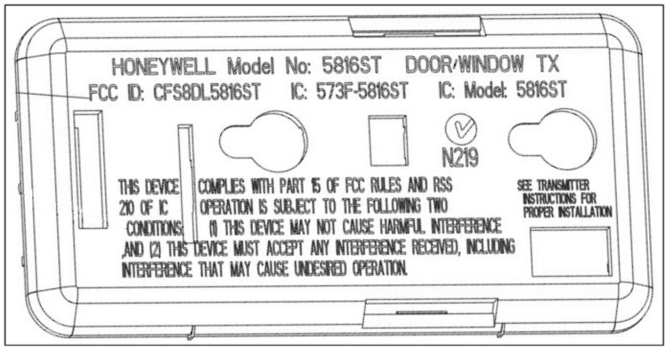 Wireless Door / Window Transmitter - FCC ID CFS8DL5816ST - Ademco Inc.