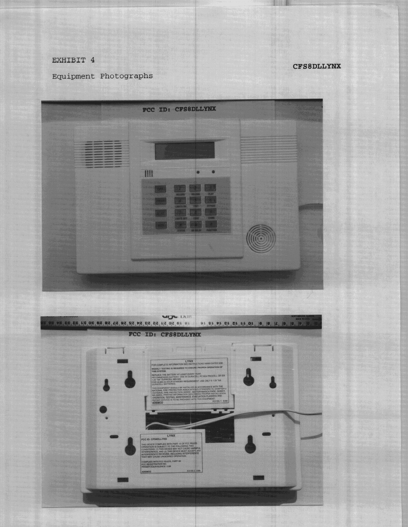 Alarm System Transmitter - FCC ID CFS8DLLYNX - Ademco Inc.
