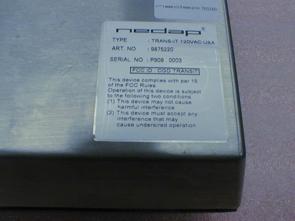 2.4 GHz Microwave ID System - FCC ID CGDTRANSIT - Nedap N. V. (4)